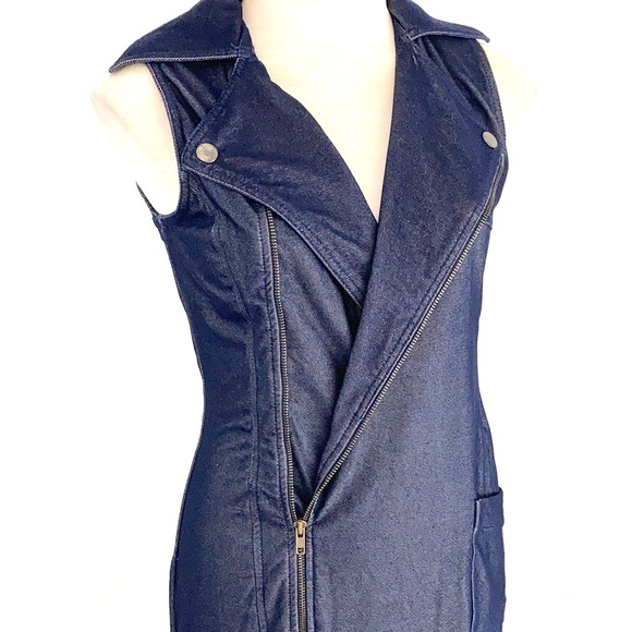 Denim-look stretch sleeveless shirt dress by MNG ( Mango) Size M - Picture 3 of 10